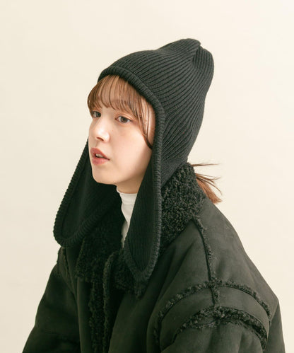 長款翻邊針織帽