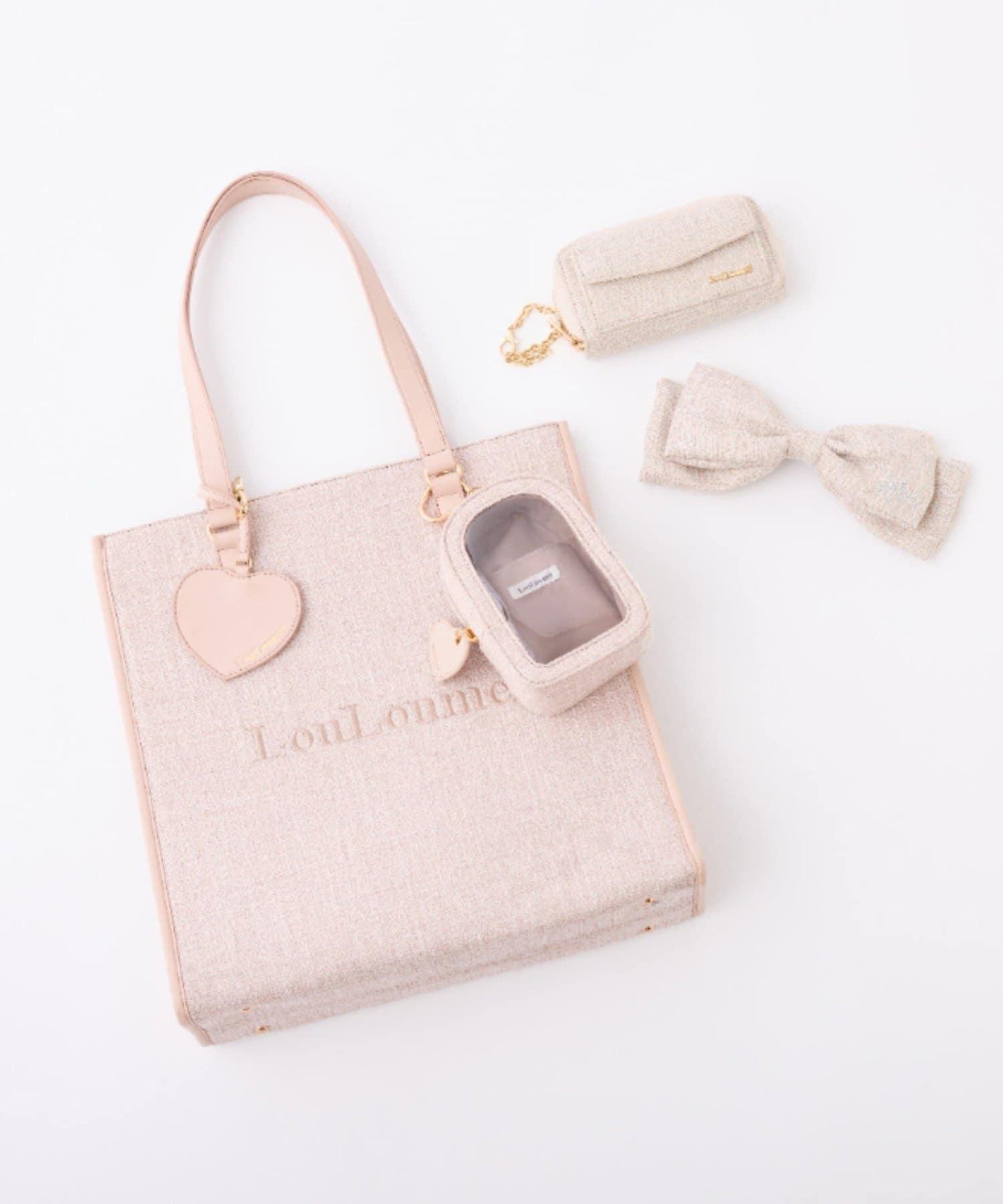 【LouLoumei】帶心形吊飾的手提包