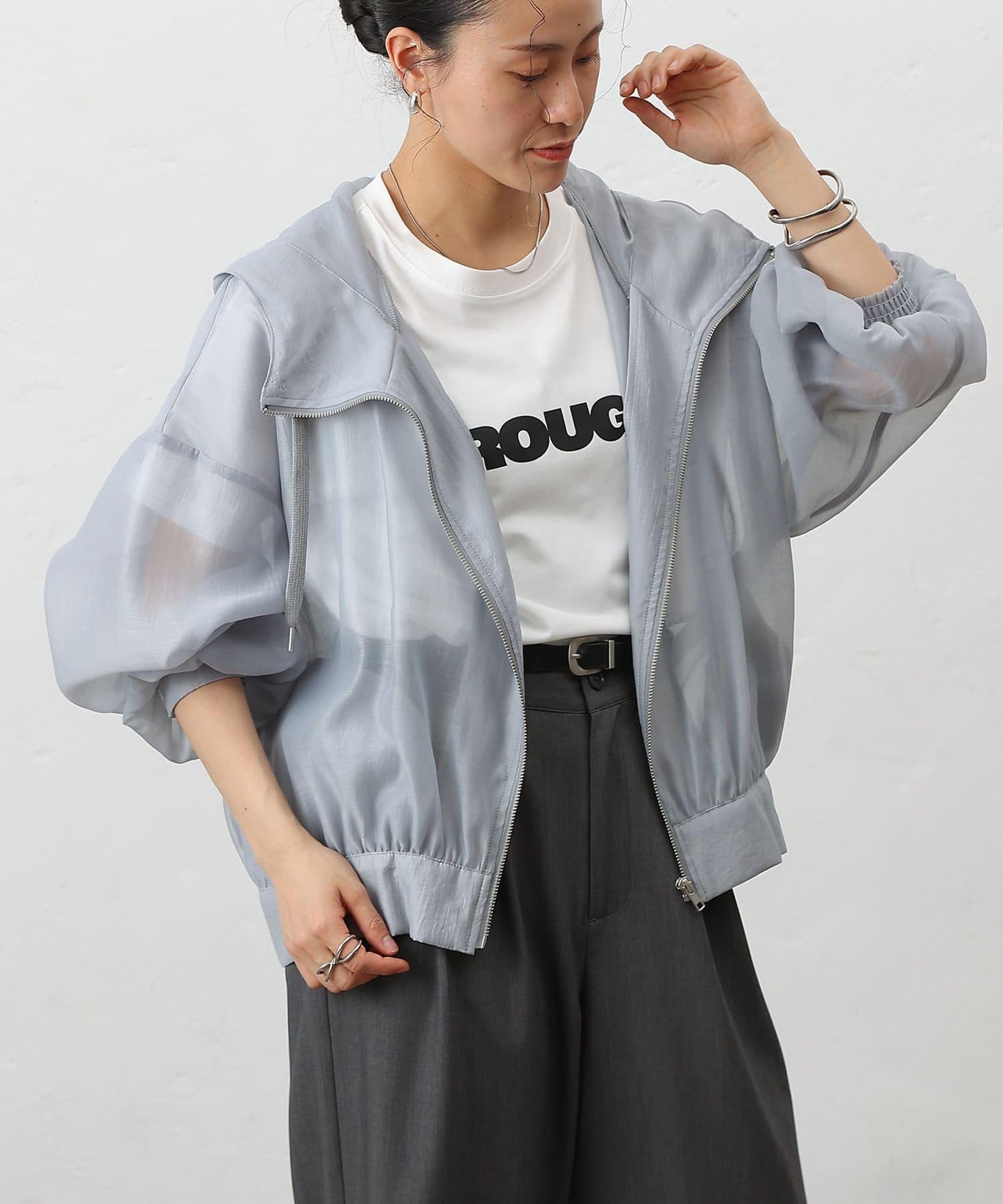 透明滌綸煮沸帶帽羽絨服