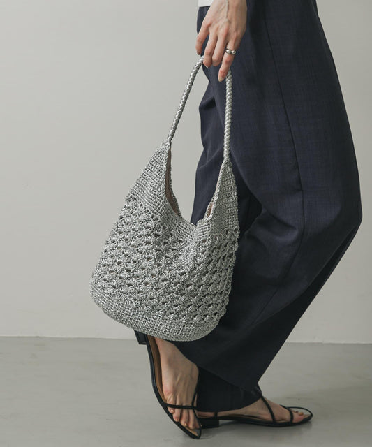金屬光澤紗線手提包