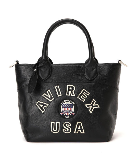 《直營店限定》學院風真皮迷你手提袋/VARSITY LEATHER MINI TOTE BAG/AVX5626