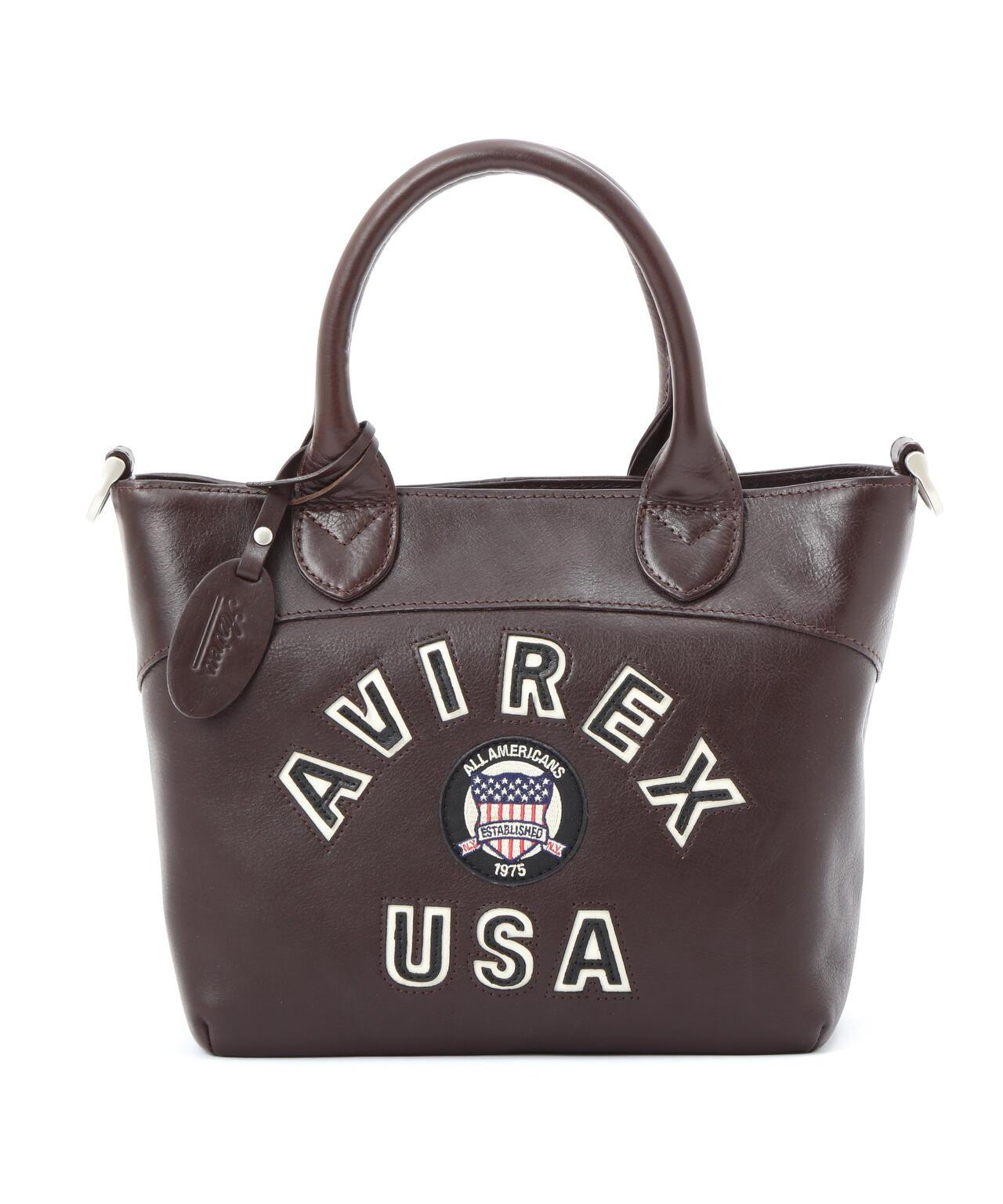 《直營店限定》學院風真皮迷你手提袋/VARSITY LEATHER MINI TOTE BAG/AVX5626