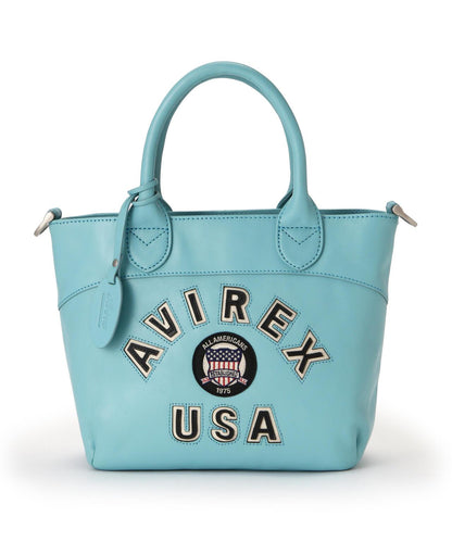 《直營店限定》學院風真皮迷你手提袋/VARSITY LEATHER MINI TOTE BAG/AVX5626
