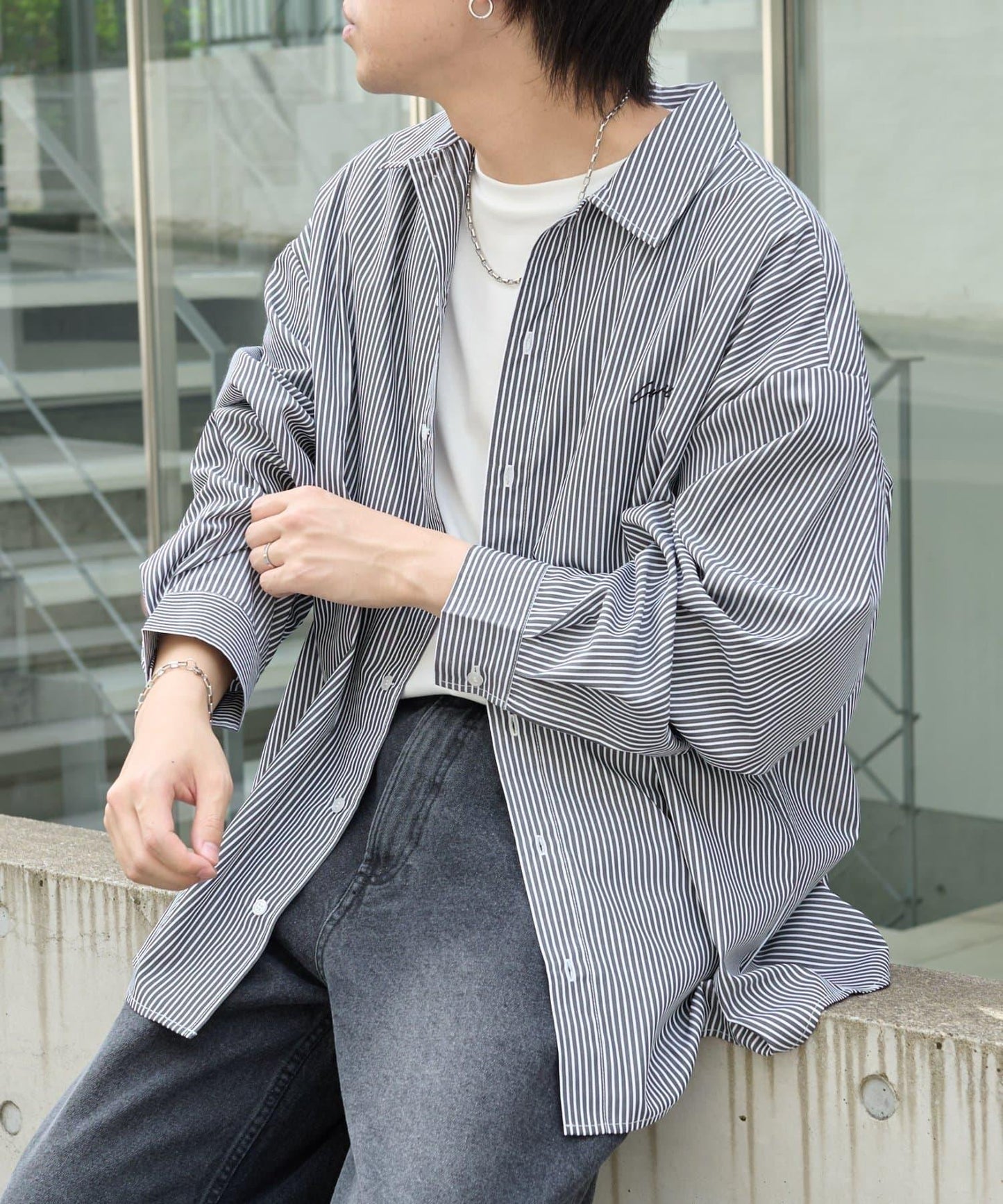 LAID刺繡長袖襯衫