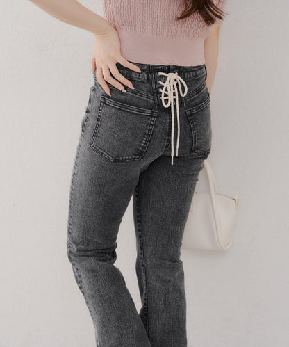 【@reve.perle_企劃】後綁帶荷葉邊喇叭褲