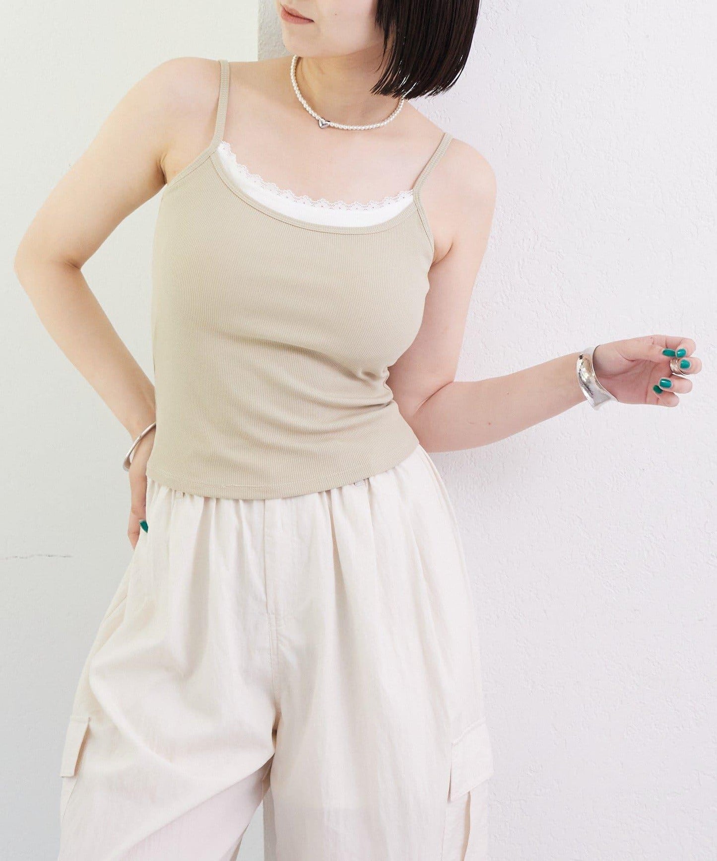 帶墊層疊吊帶背心