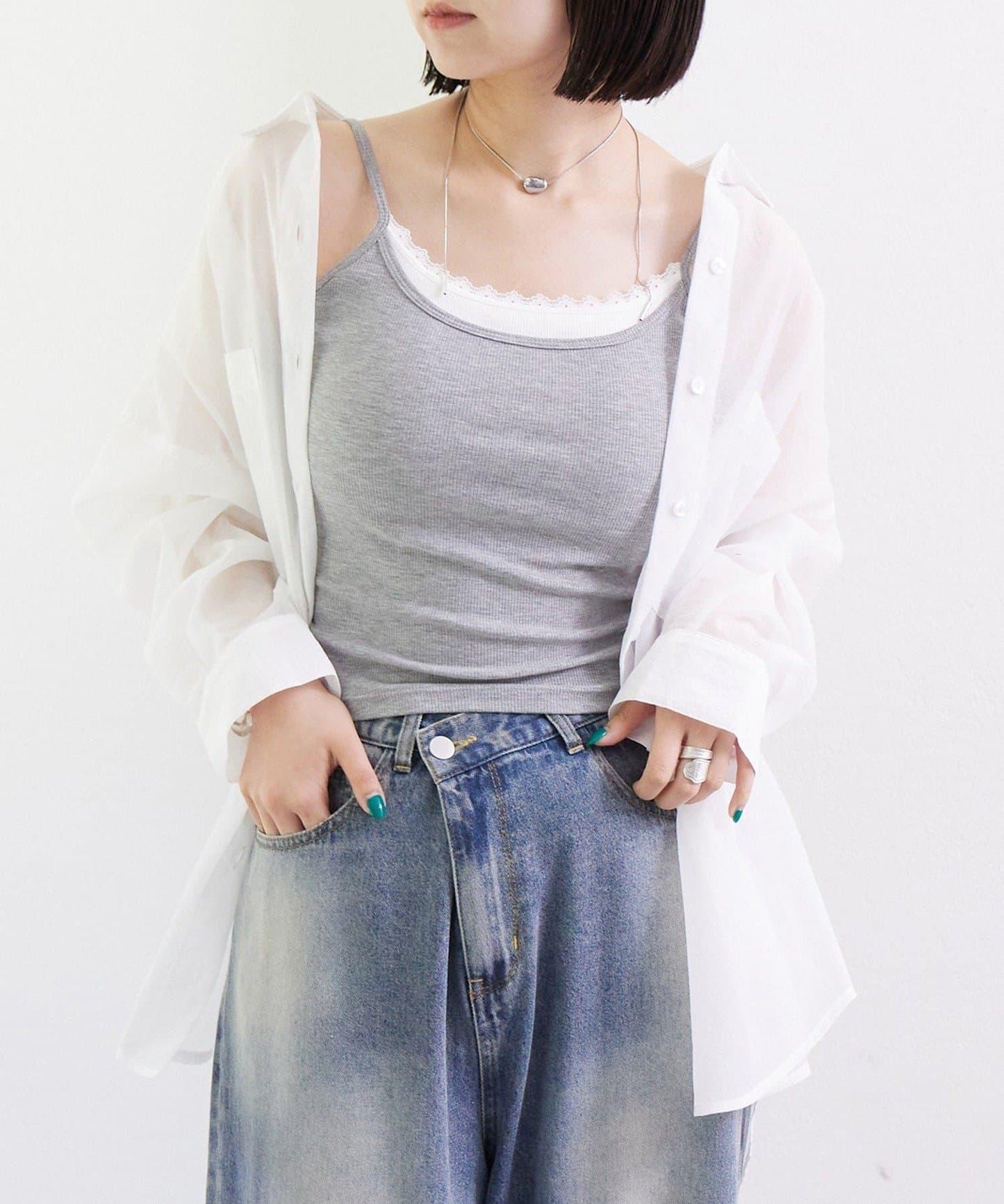 帶墊層疊吊帶背心