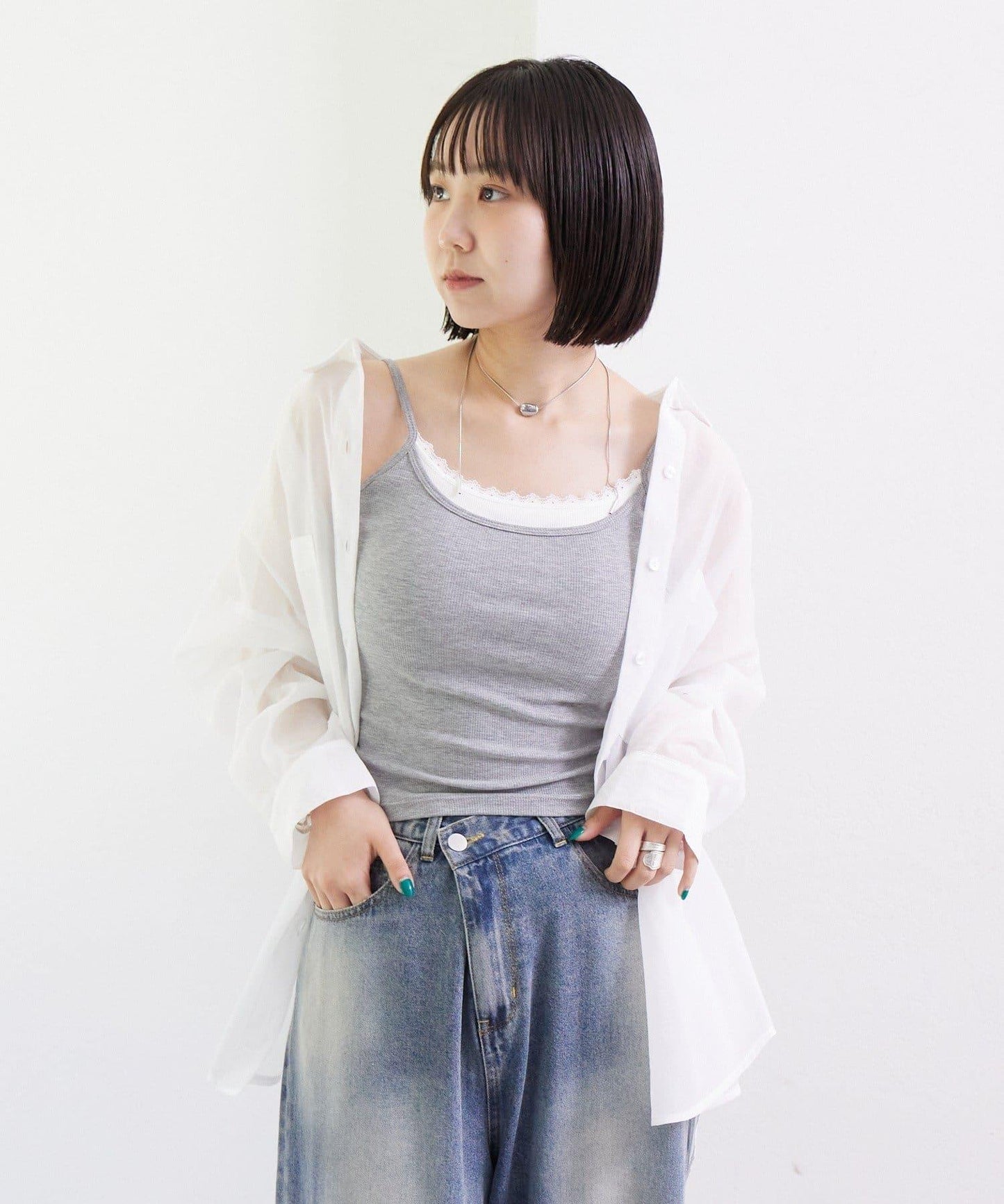 帶墊層疊吊帶背心