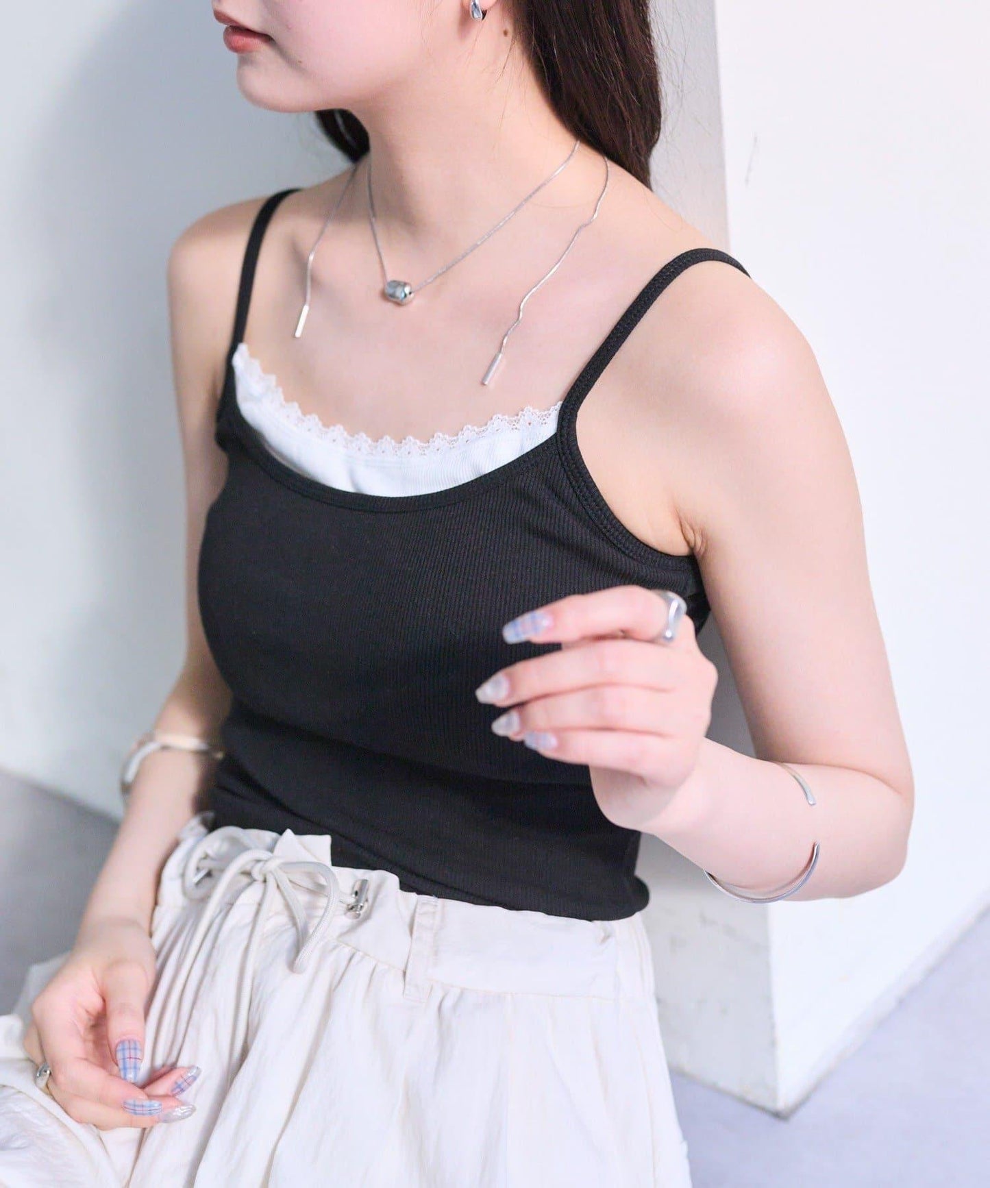 帶墊層疊吊帶背心