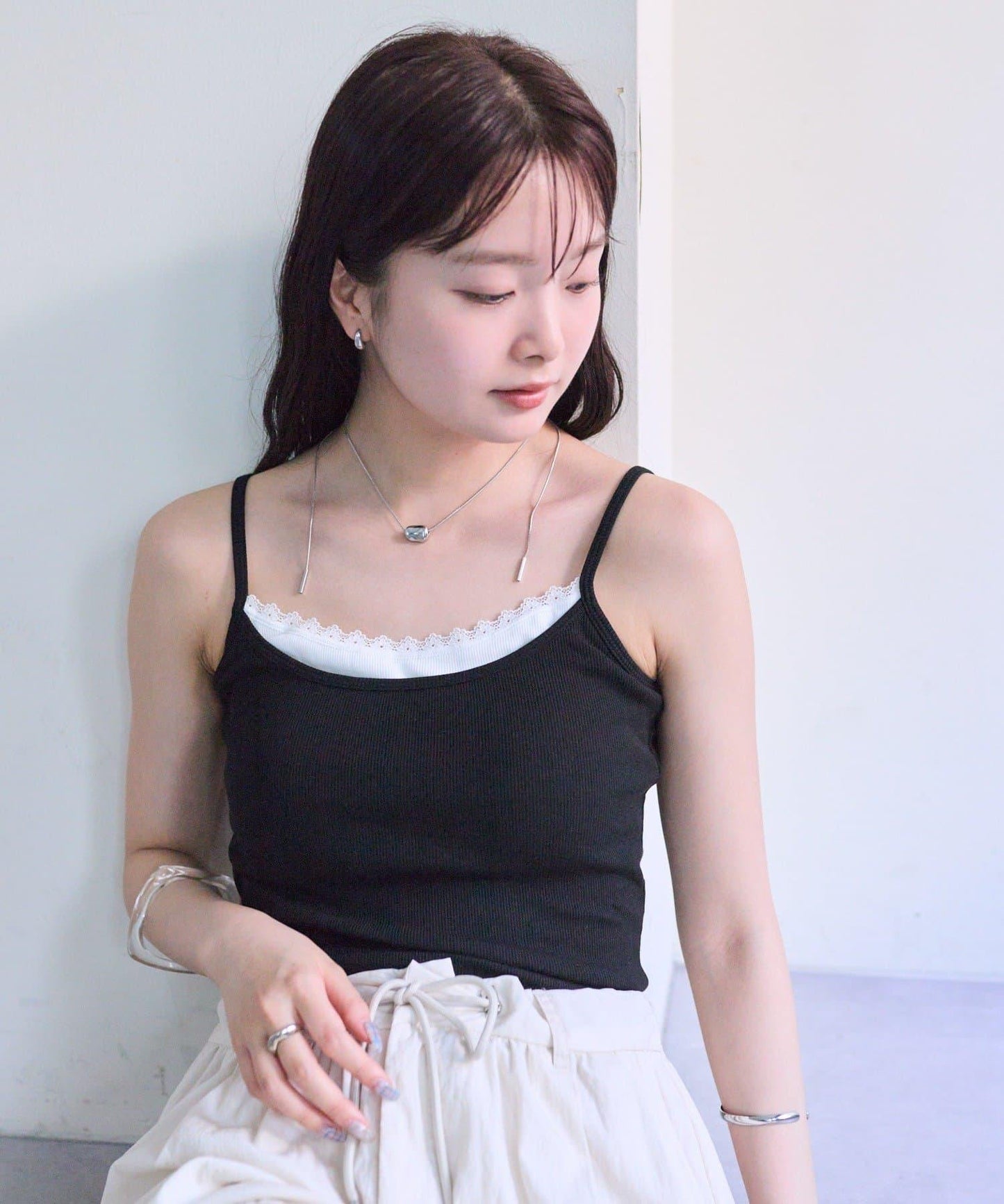 帶墊層疊吊帶背心