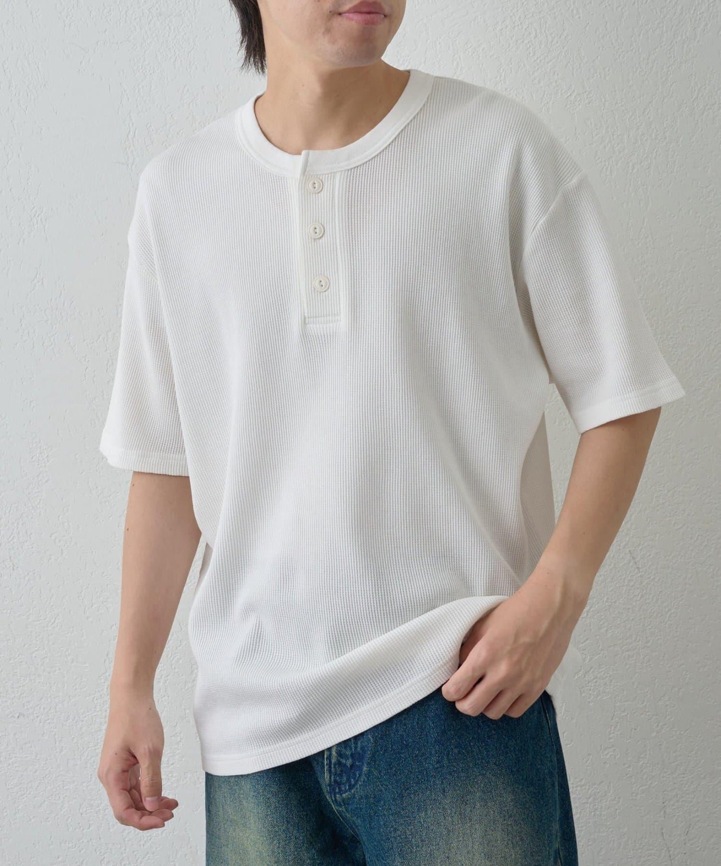 【範例】氣烤華夫餅亨利領T-shirt