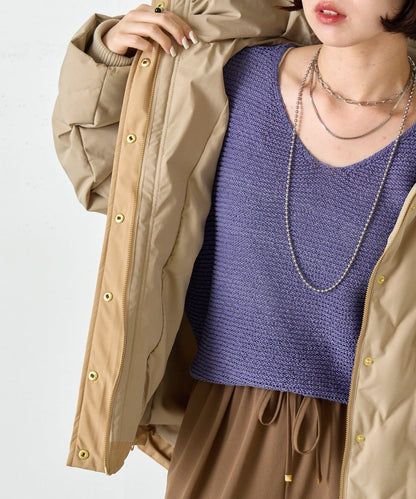 配色連帽羽絨服