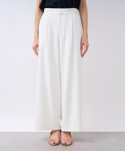 【La boutique BonBon】雙層面料單褶寬腿褲