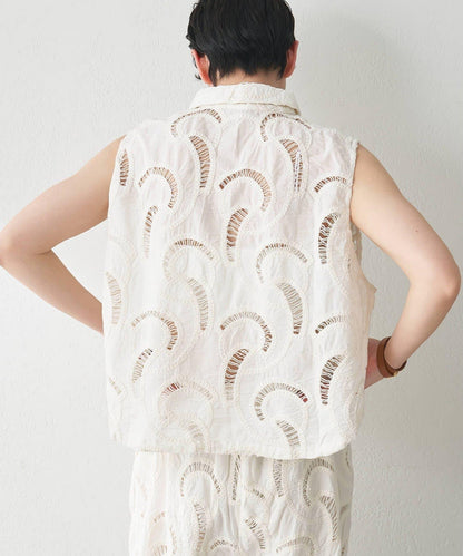 刺繡法式短袖襯衫