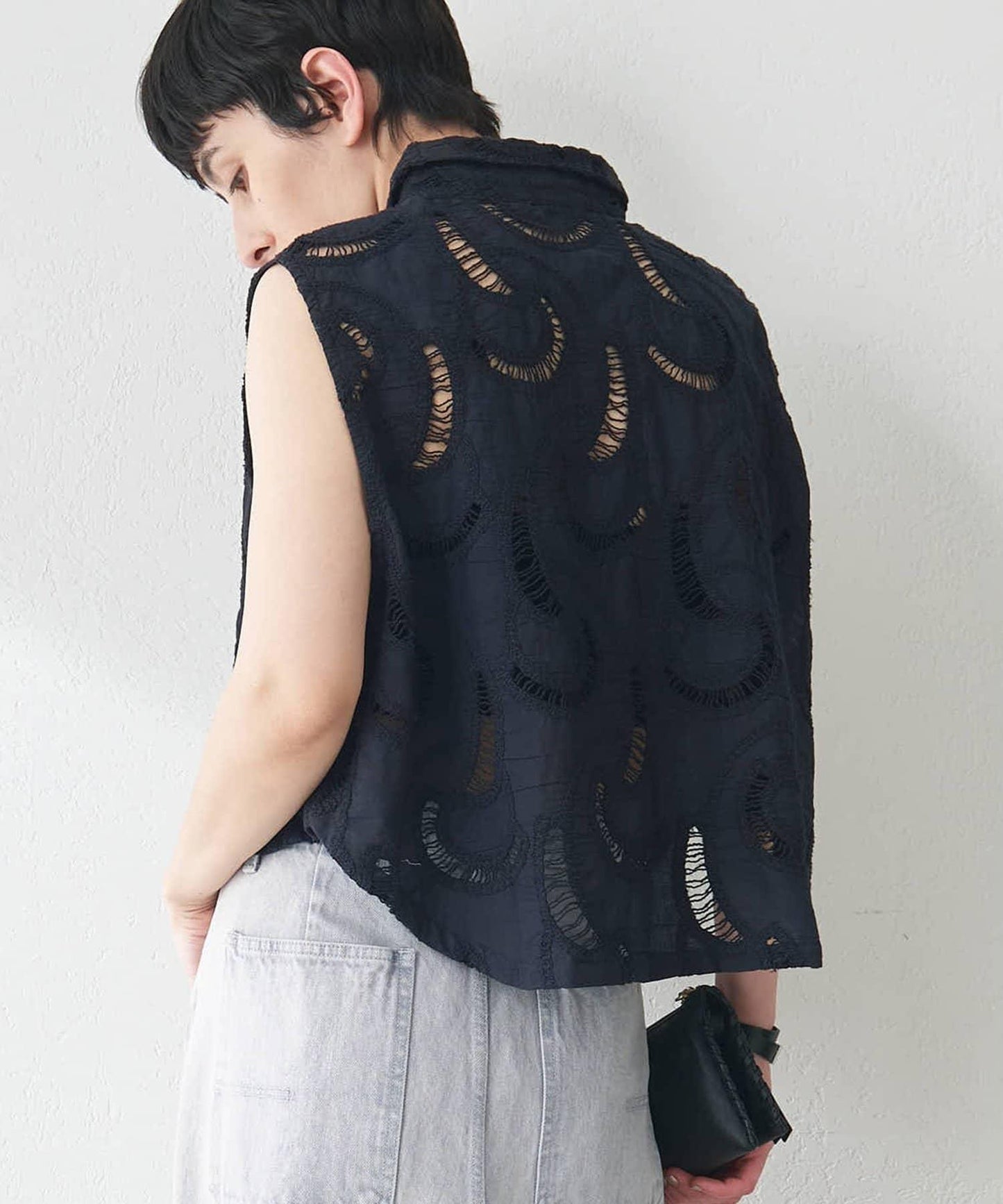 刺繡法式短袖襯衫
