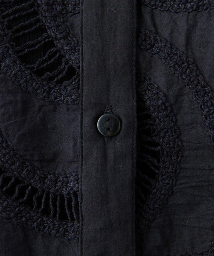 刺繡法式短袖襯衫