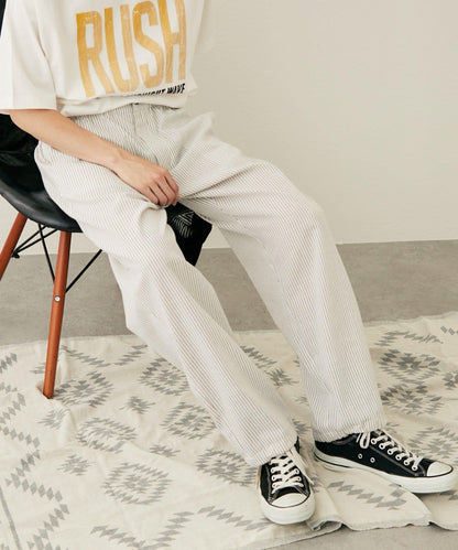 【CIAOPANIC TYPY】棉質寬鬆條紋褲