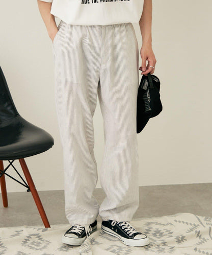 【CIAOPANIC TYPY】棉質寬鬆條紋褲