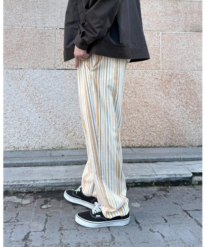 【CIAOPANIC TYPY】棉質寬鬆條紋褲