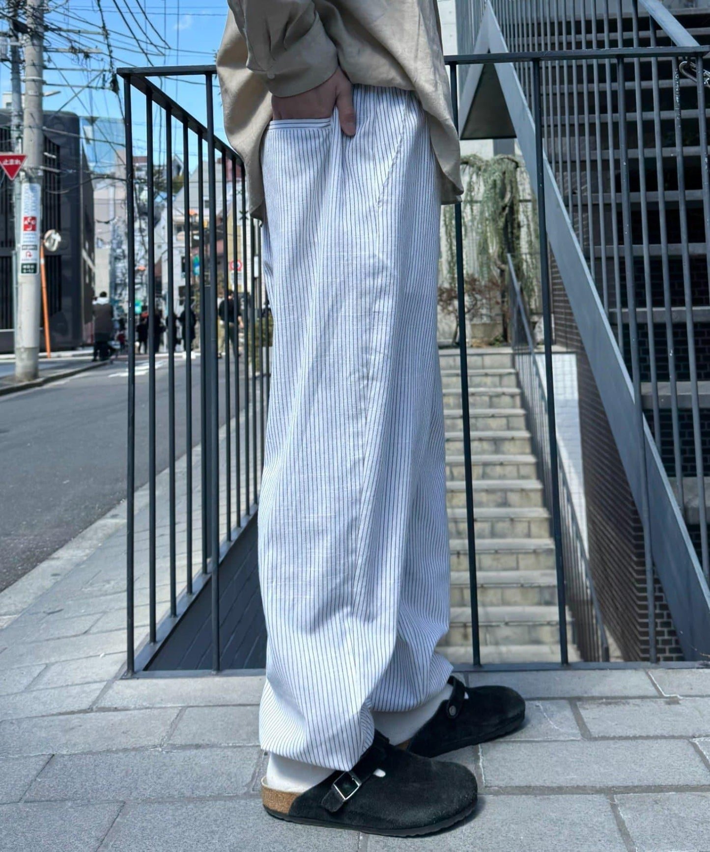 【CIAOPANIC TYPY】棉質寬鬆條紋褲