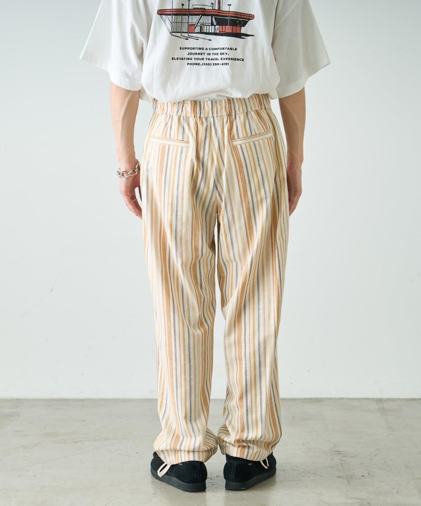 【CIAOPANIC TYPY】棉質寬鬆條紋褲