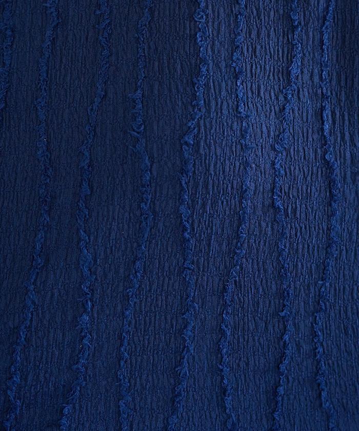 流蘇條紋提花短袖T恤