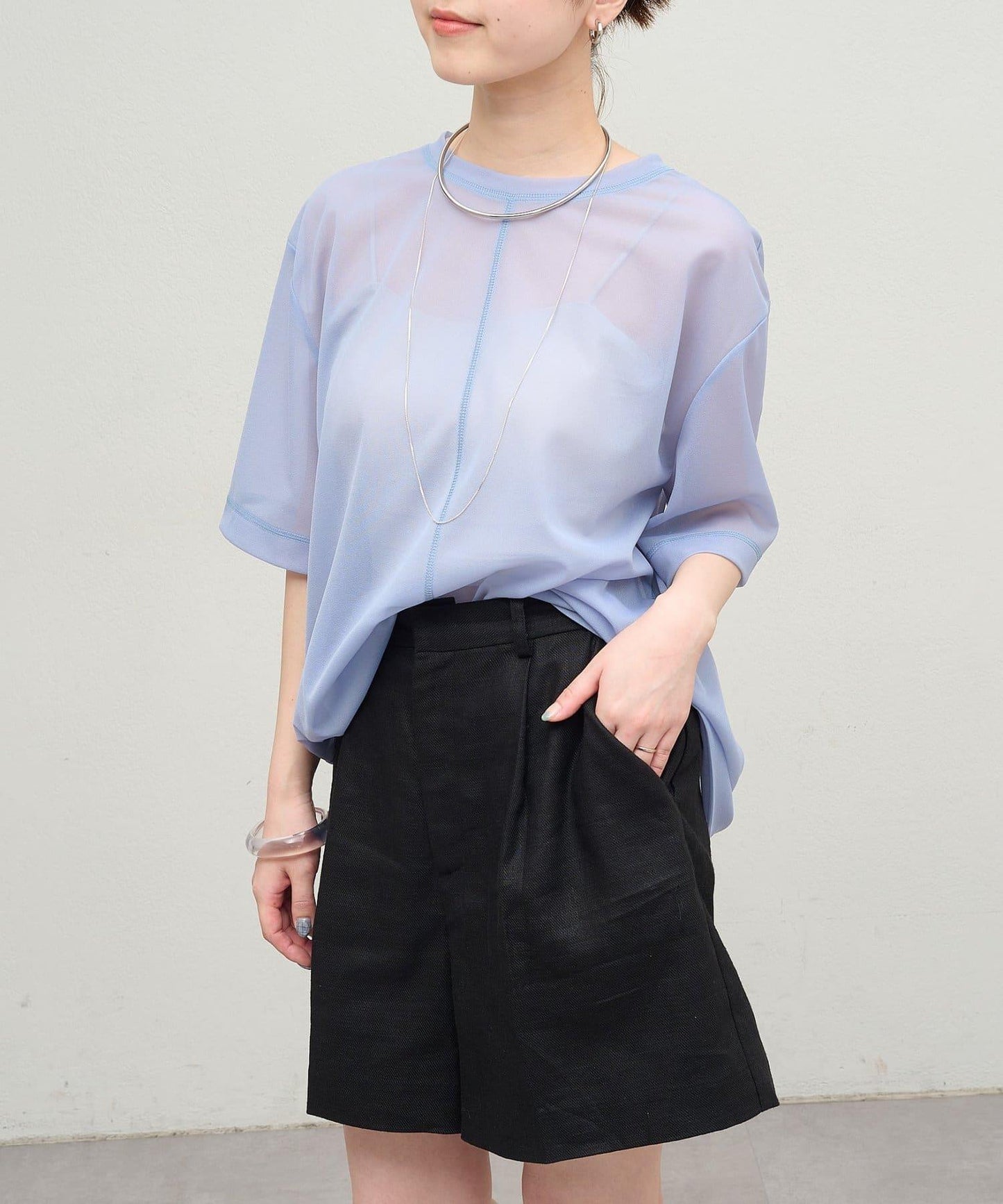 Omekashi 透膚剪裁套頭上衣