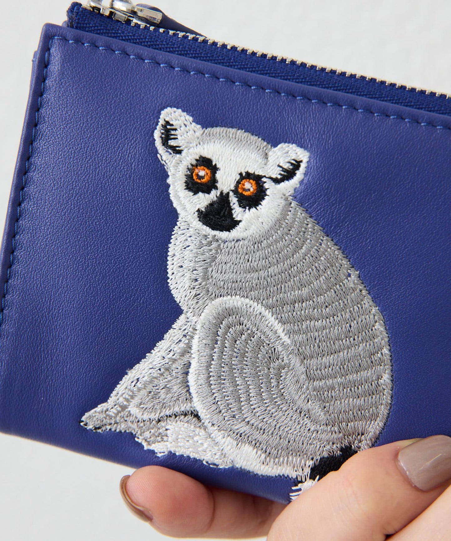 sampo×ear 狐猴/皮革刺繡摺疊錢包