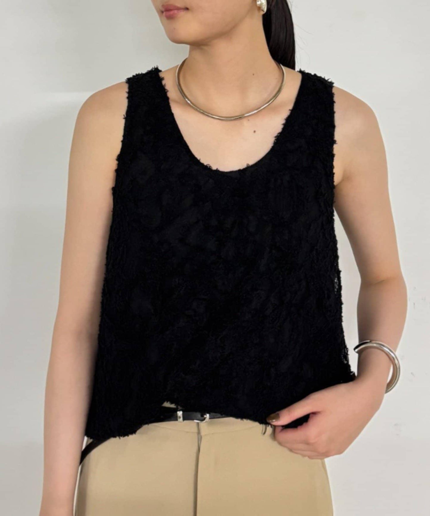 【Loungedress】 羽毛感設計 吊帶長款上衣