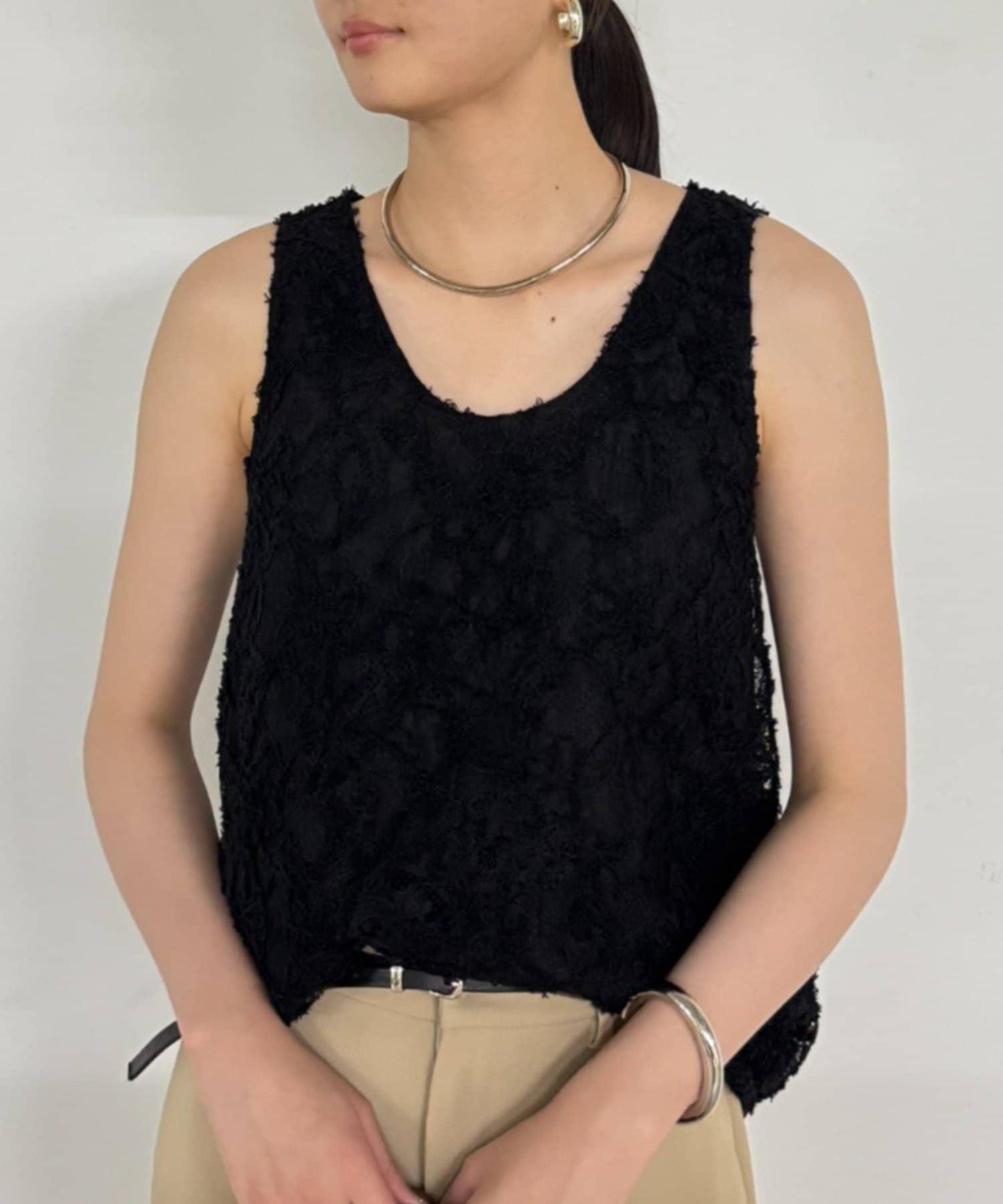 【Loungedress】 羽毛感設計 吊帶長款上衣