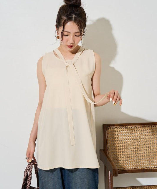 無袖蝴蝶結襯衫