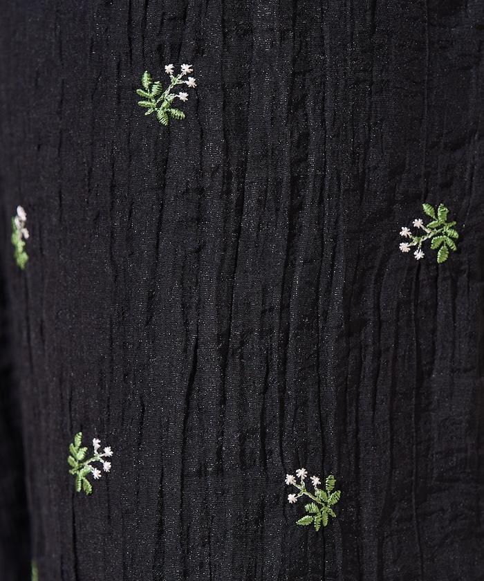 透視 小花紋 刺繡 寬鬆褲