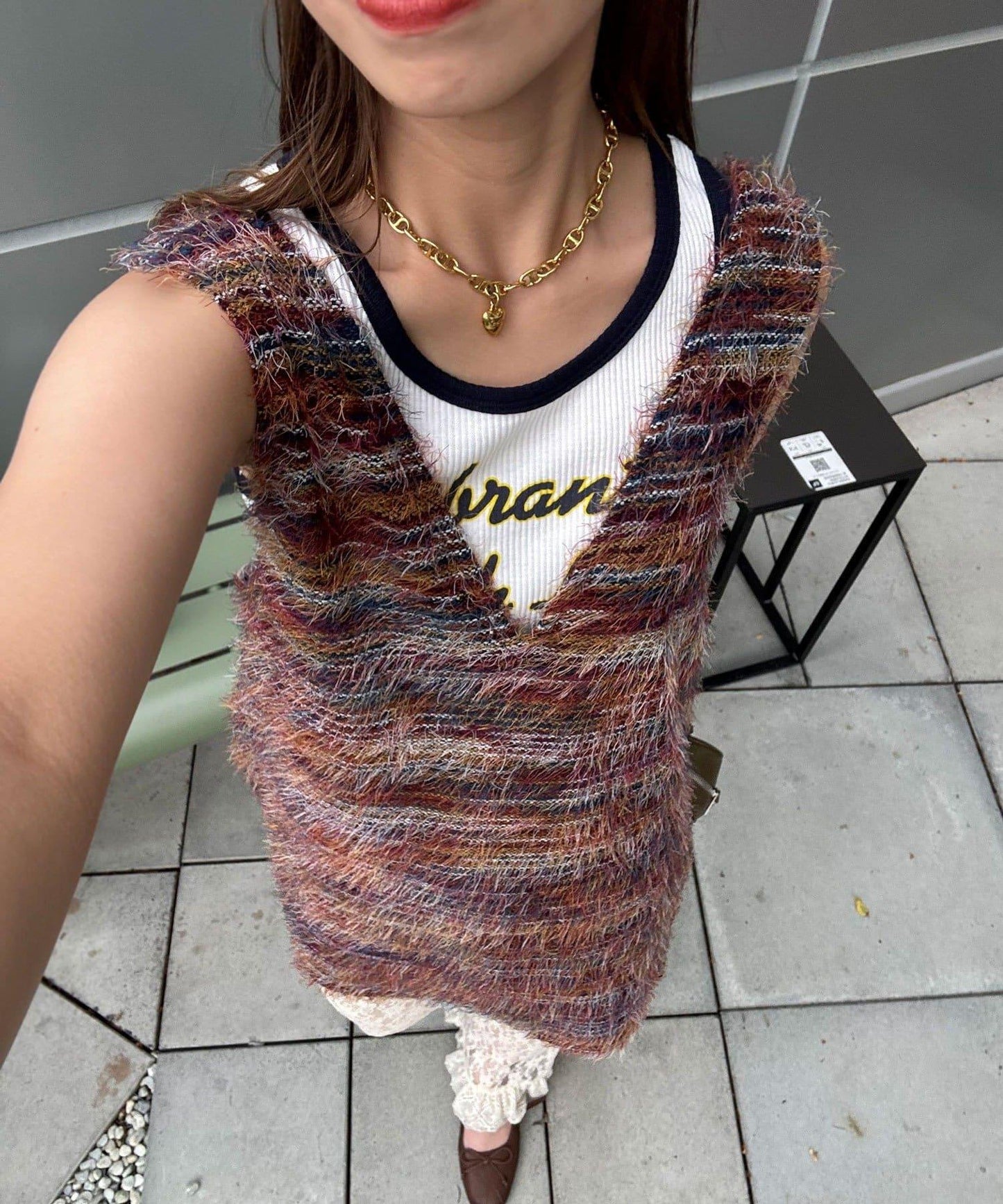 【前後2WAY】混紡絨毛針織馬甲