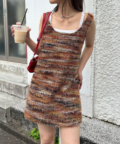 【前後2WAY】混紡絨毛針織馬甲