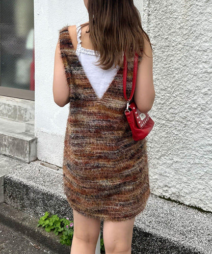 【前後2WAY】混紡絨毛針織馬甲