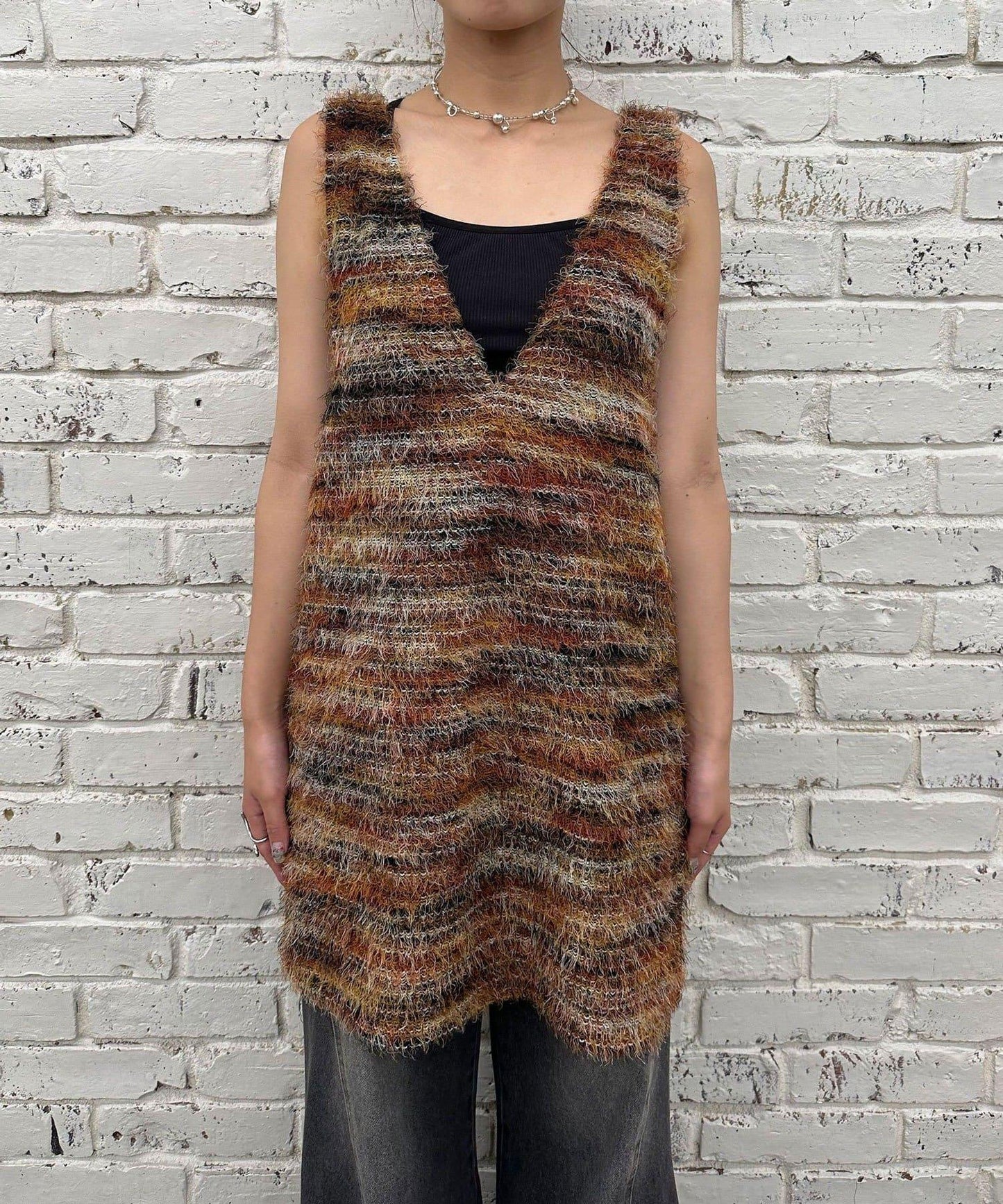 【前後2WAY】混紡絨毛針織馬甲