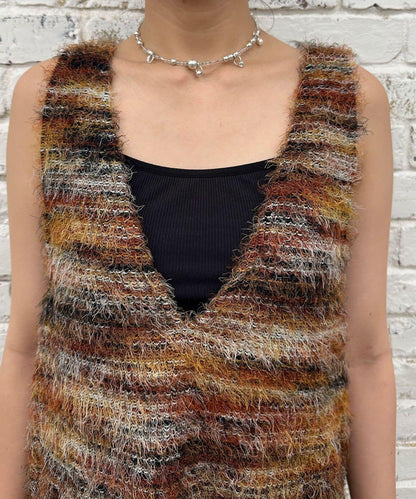 【前後2WAY】混紡絨毛針織馬甲