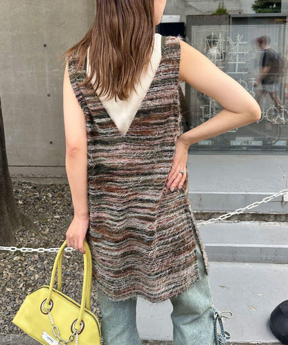 【前後2WAY】混紡絨毛針織馬甲