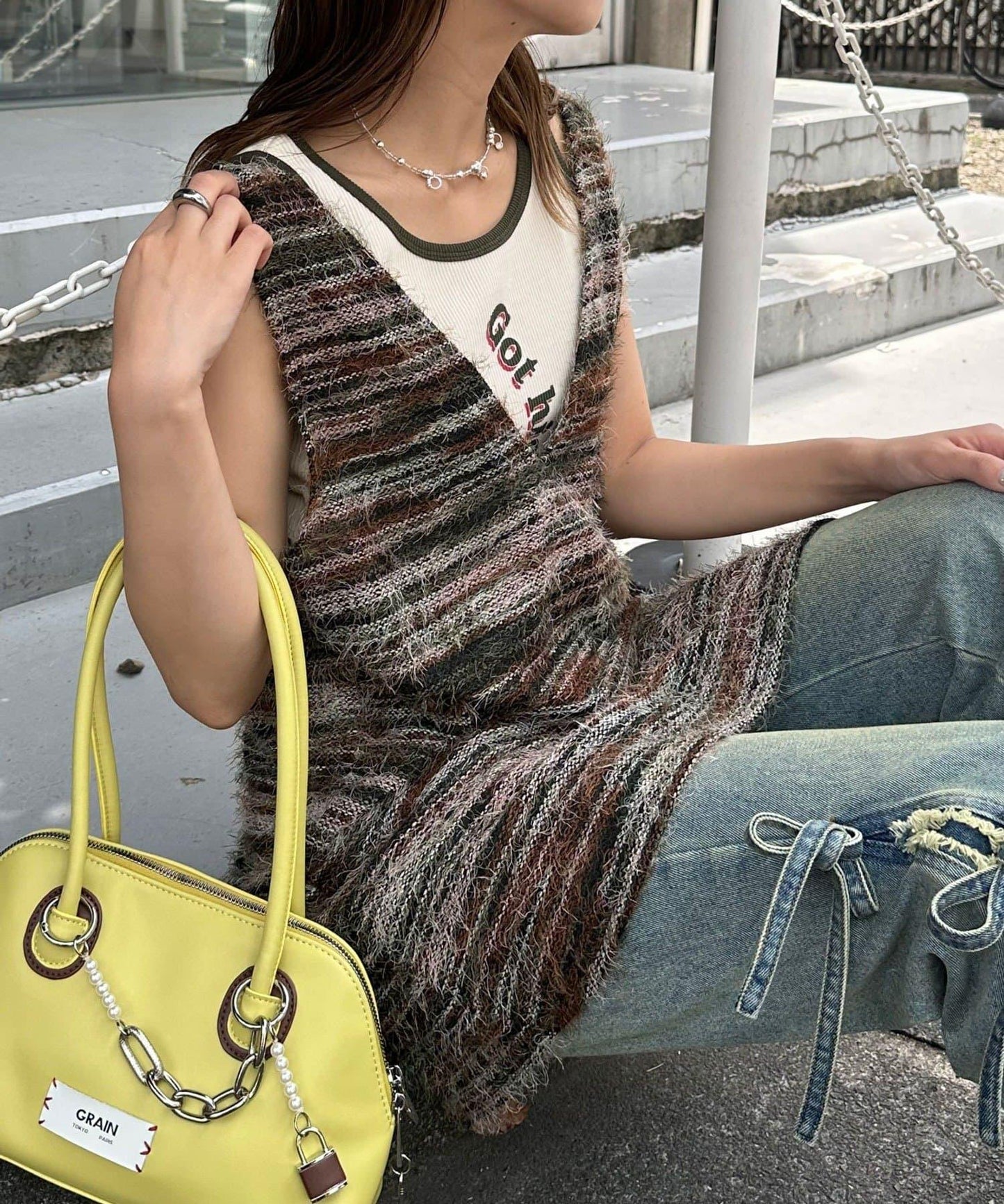 【前後2WAY】混紡絨毛針織馬甲