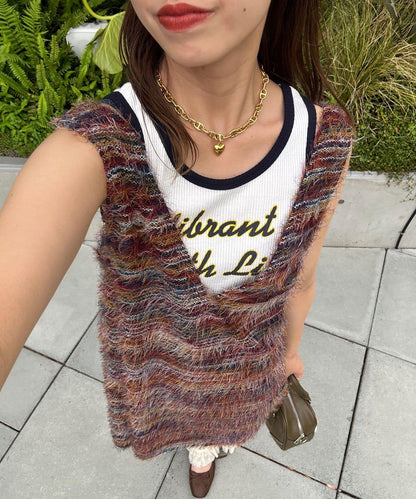 【前後2WAY】混紡絨毛針織馬甲