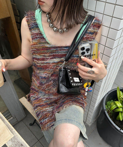 【前後2WAY】混紡絨毛針織馬甲