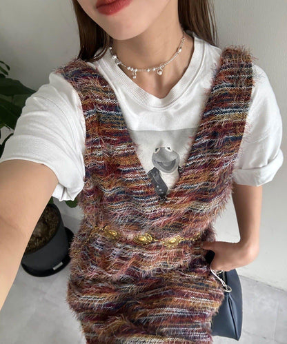 【前後2WAY】混紡絨毛針織馬甲