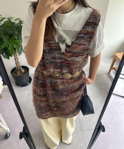 【前後2WAY】混紡絨毛針織馬甲