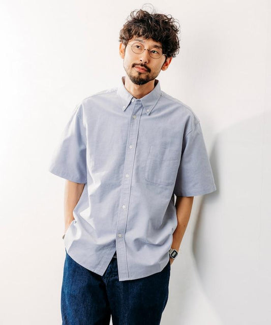 牛津紡 短袖 領釦襯衫