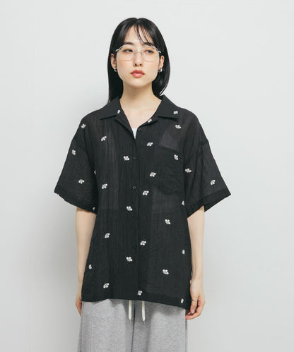 刺繡透視襯衫