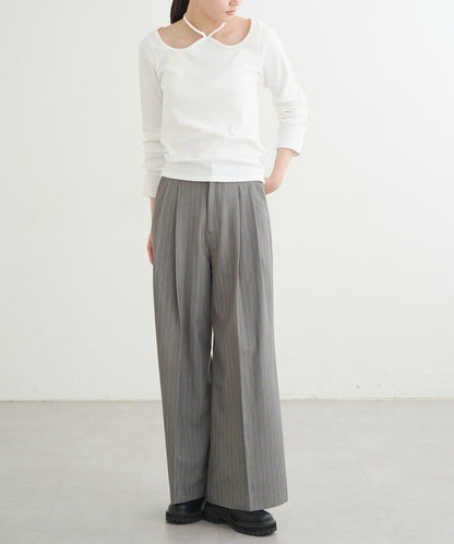 【earthy_】羅紋心形領吊帶上衣