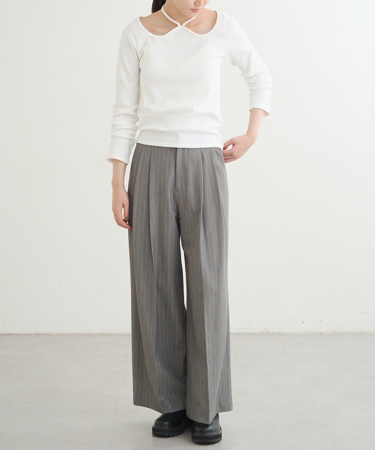 【earthy_】羅紋心形領吊帶上衣