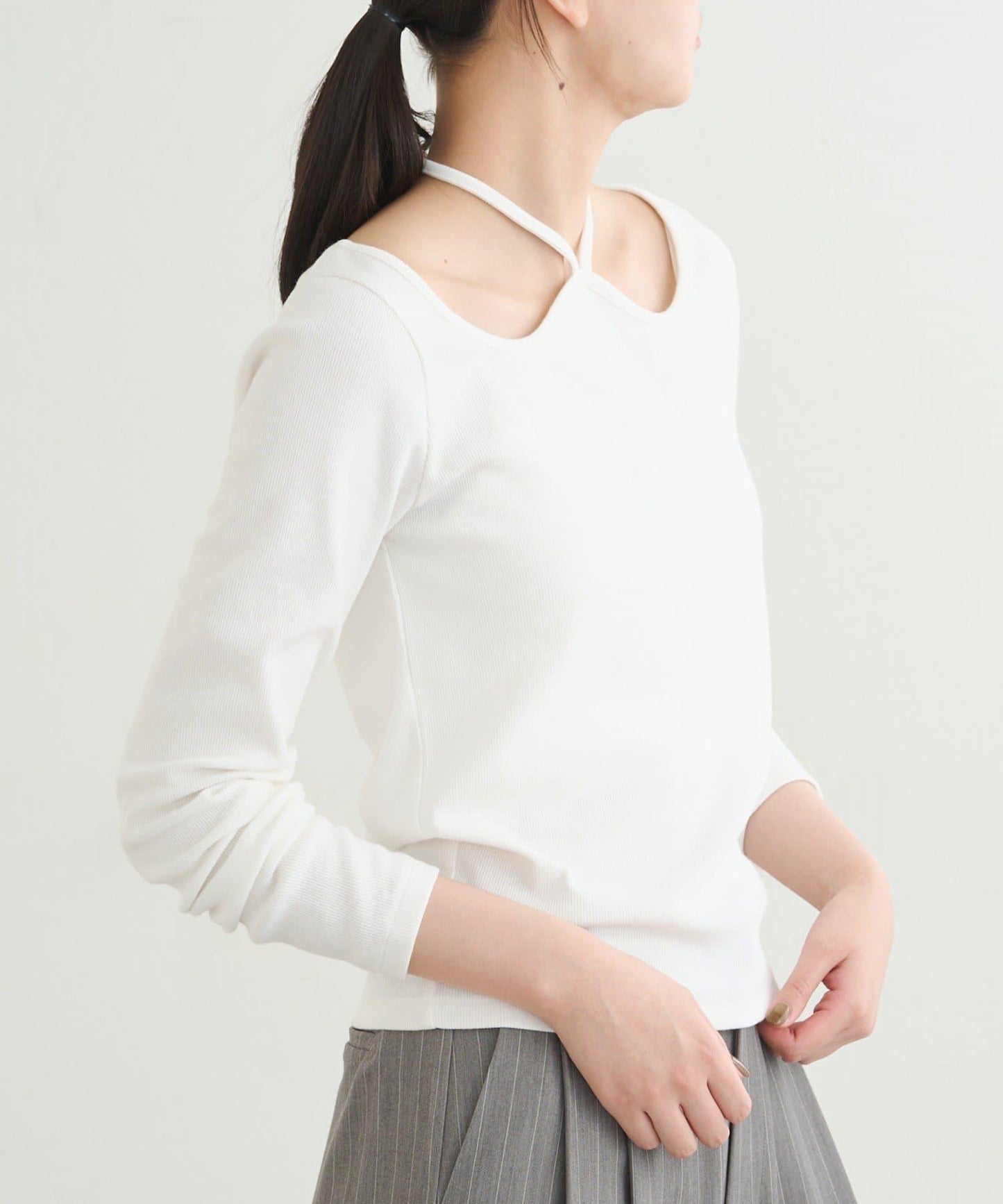 【earthy_】羅紋心形領吊帶上衣