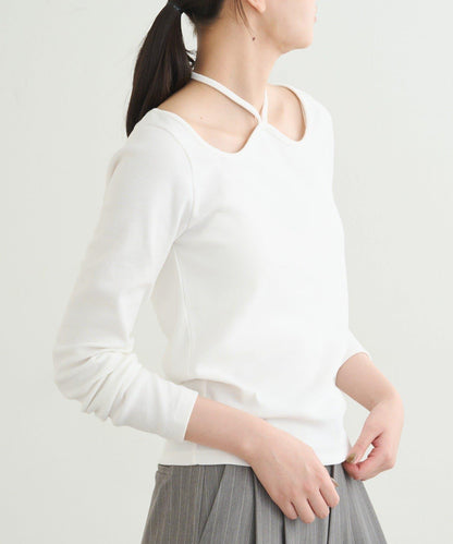 【earthy_】羅紋心形領吊帶上衣