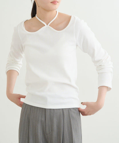 【earthy_】羅紋心形領吊帶上衣